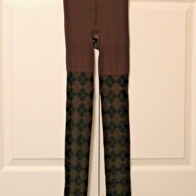 George Pattern Control Top Tights, Size 3, Color Brown, New without Tags